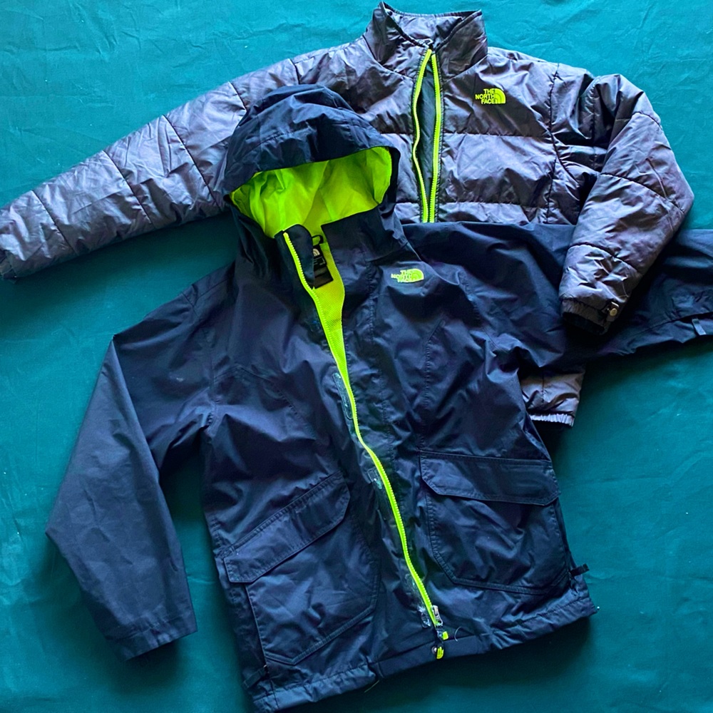 The north face snow jacket pair with puffer jacket